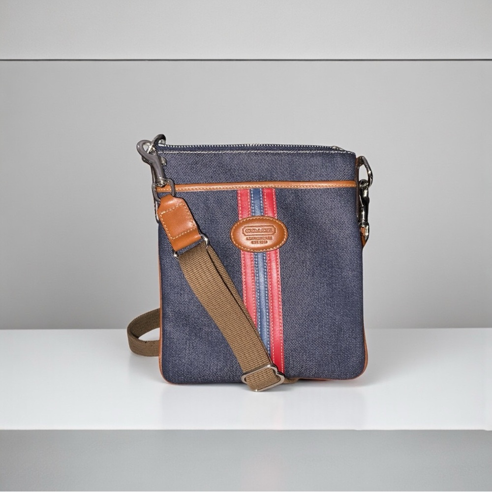 Coach Vintage Heritage Stripe Denim Shoulder Bag